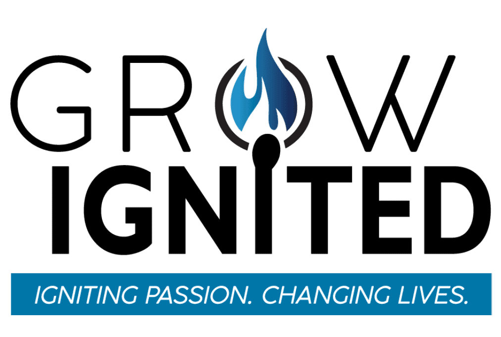 Grow Ignited logo with the tagline 'Igniting Passion. Changing Lives.' beneath