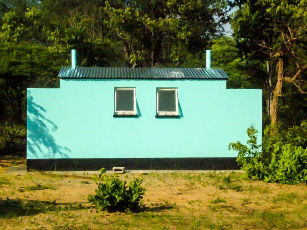 Double teachers' toilet at Ngamo High School soon after construction 2012
