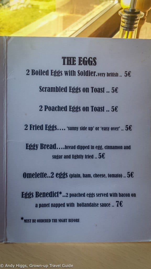 La Rectoria breakfast menu 2