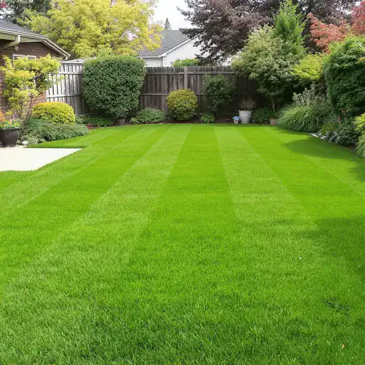 backyard with mowed lawn and trees