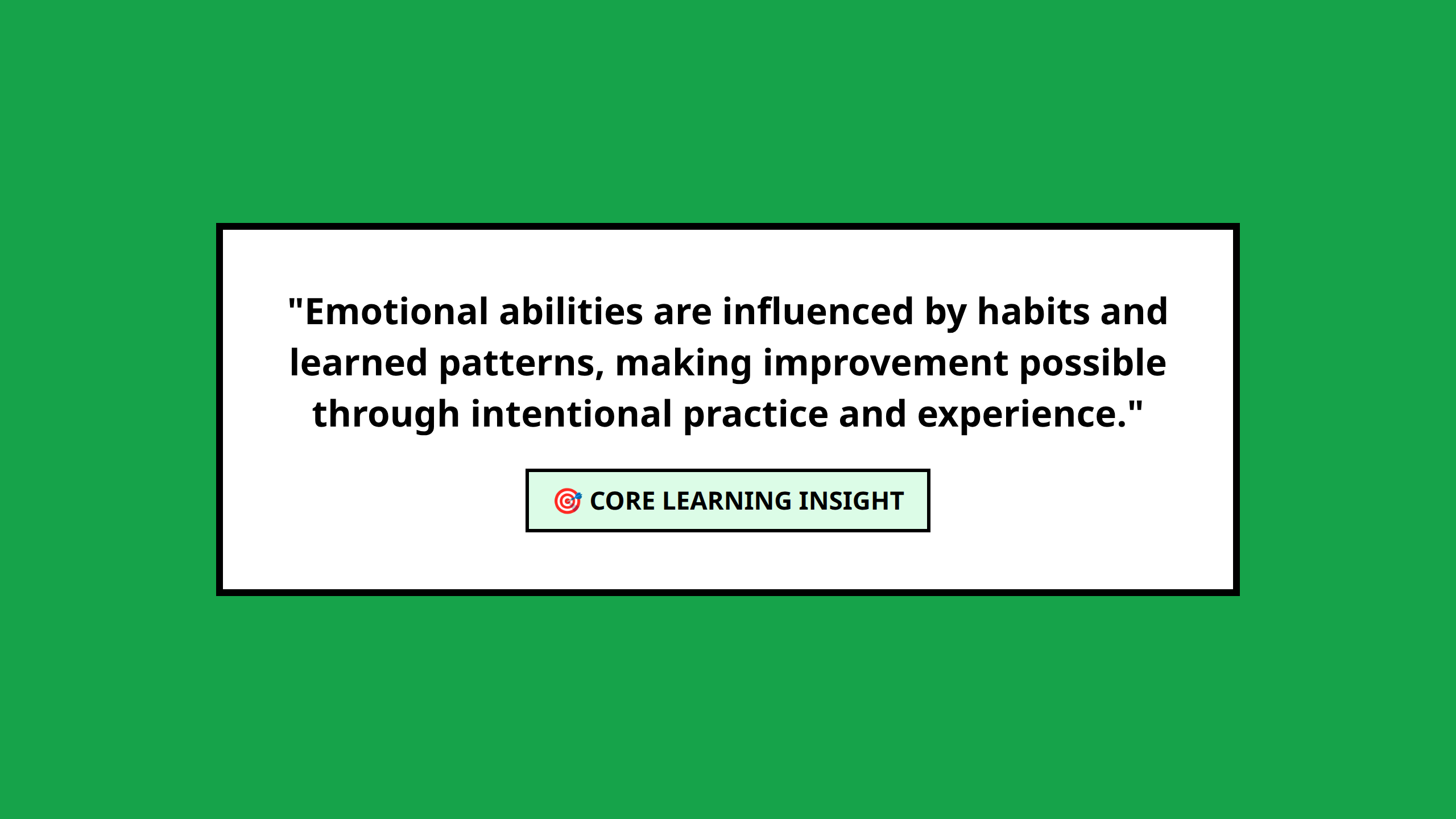 A motivational quote block stating that emotional abilities are learned habits, not fixed traits.