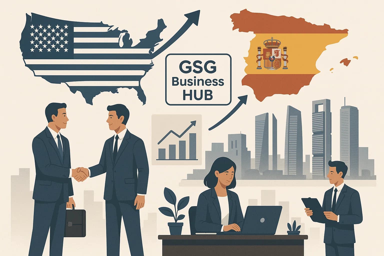 Descubre historias de éxito de empresas de USA en España y cómo GSG Business HUB impulsa negocios internacionales desde sus centros premium en Madrid.