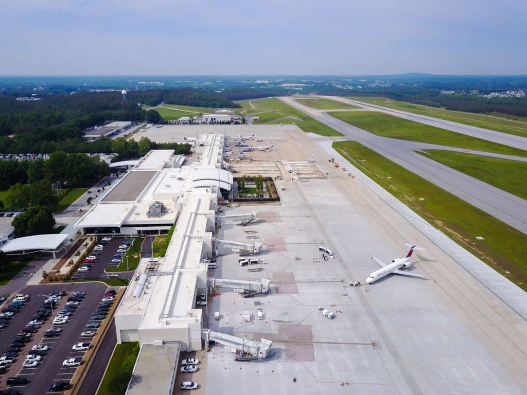 GSP Airport Aerial of Terminal and Airfield