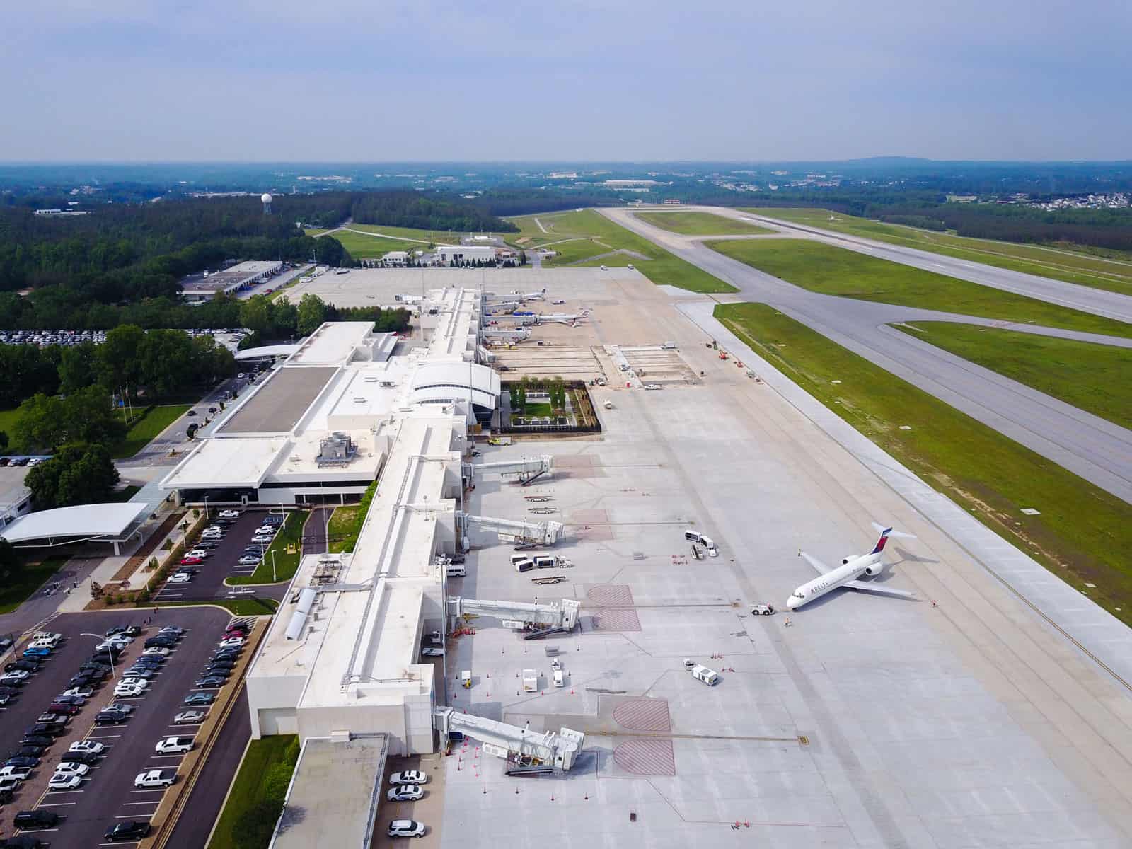 GSP Airport Aerial of Terminal and Airfield