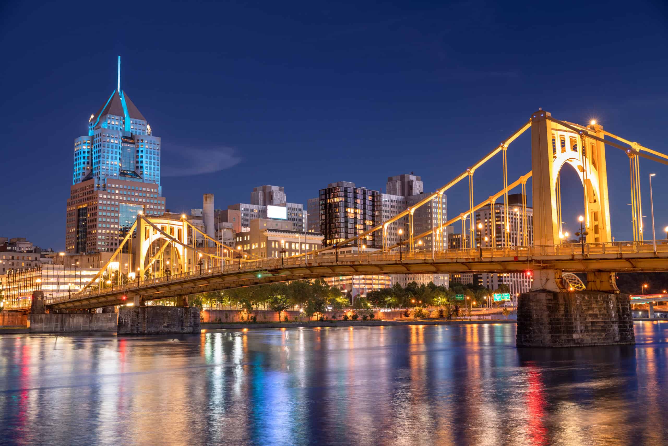 Skyline view of Pittsburgh over the Allegheny River