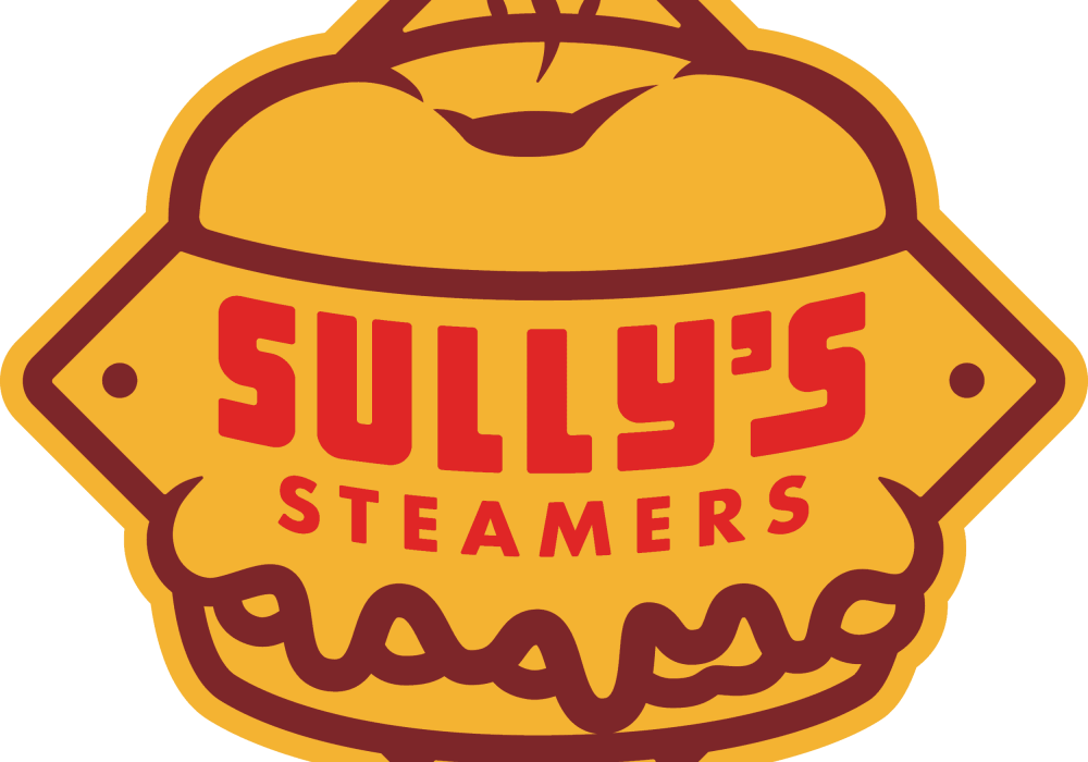 Yellow Sully's Steamers logo with a steaming bagel icon and the words "Sully's Steamers" in red.