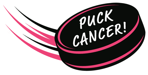Puck Cancer_Puck Cancer566x289 A hockey puck flies across the ice saying "Puck Cancer"!