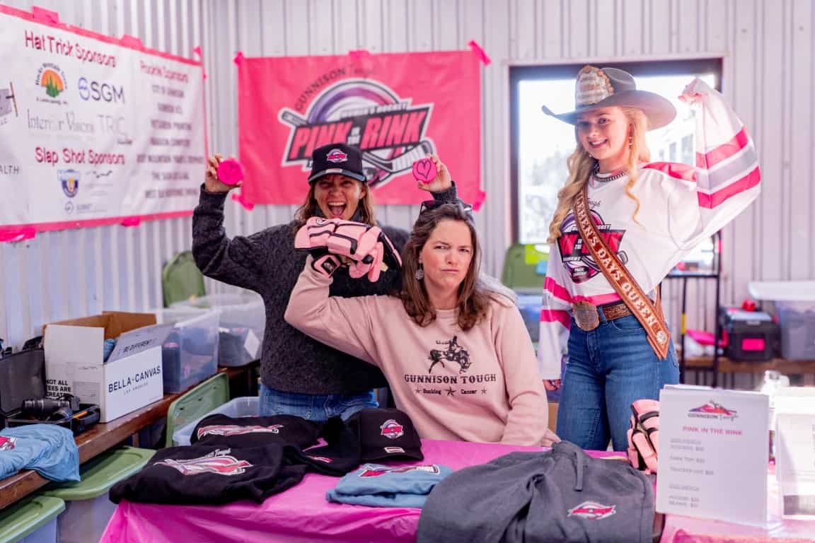 Shannon, Lana, and Cattlemen's Days Queen, Abigail Isham, show that they're tough.
