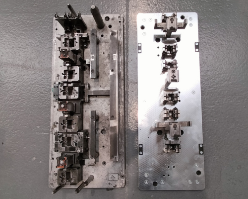 Antes y después paletas de transporte de piezas.