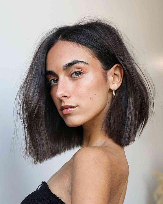 Airy textured long bob with subtly tousled layers
