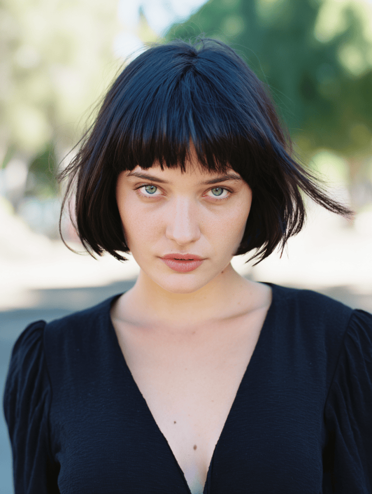 Blunt Bob with Thick Fringe Bangs