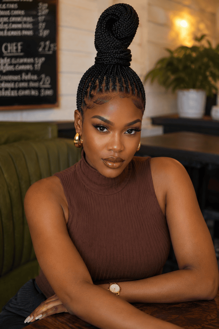Box Braids in a Top Knot