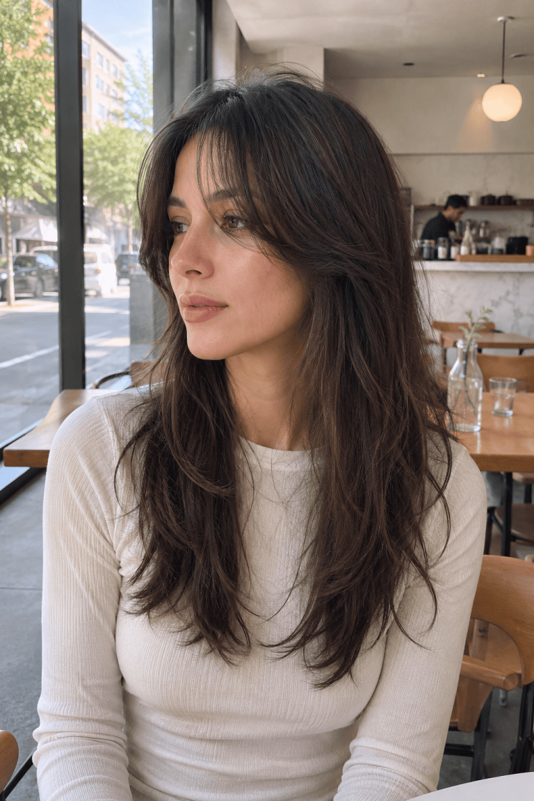 Curtain Bangs with Long Layered Hair