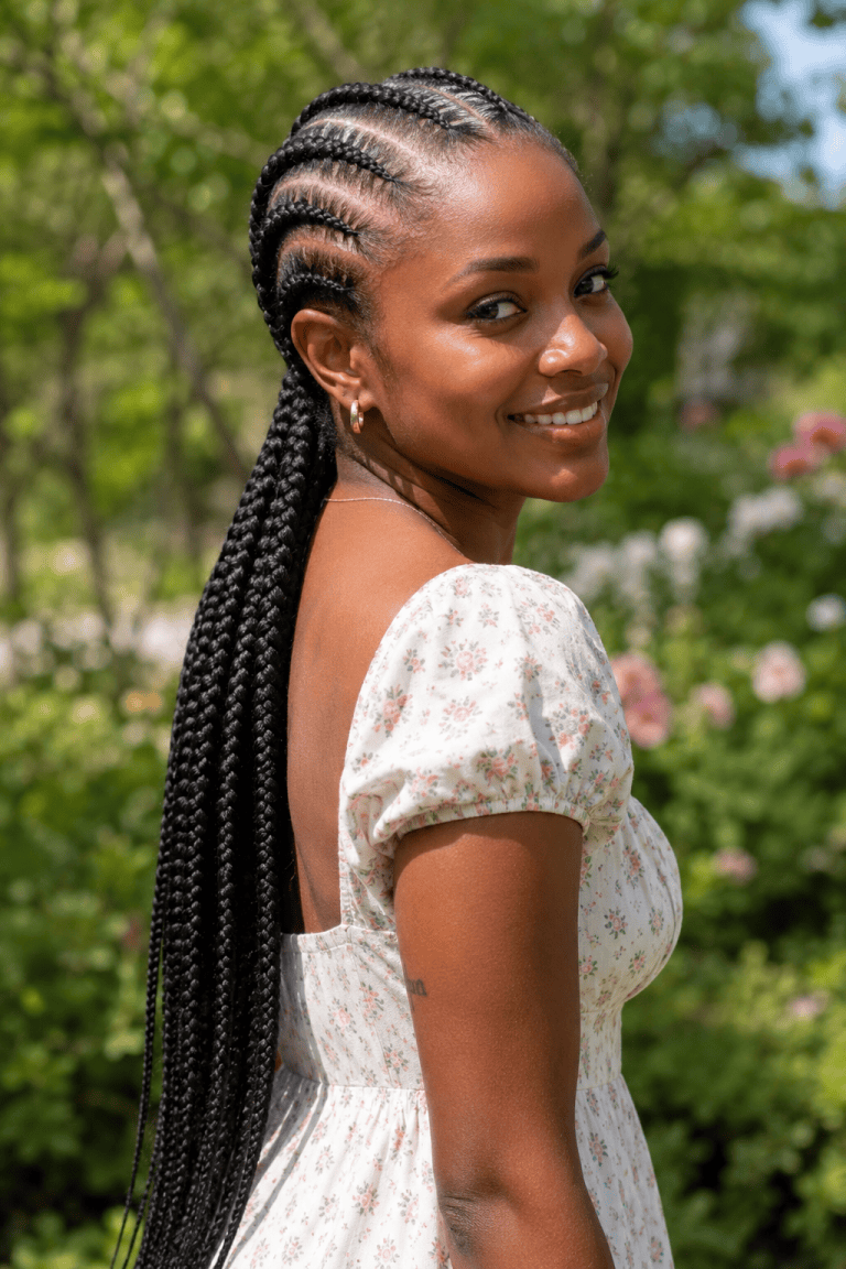 Classic Straight-Back Goddess Braids