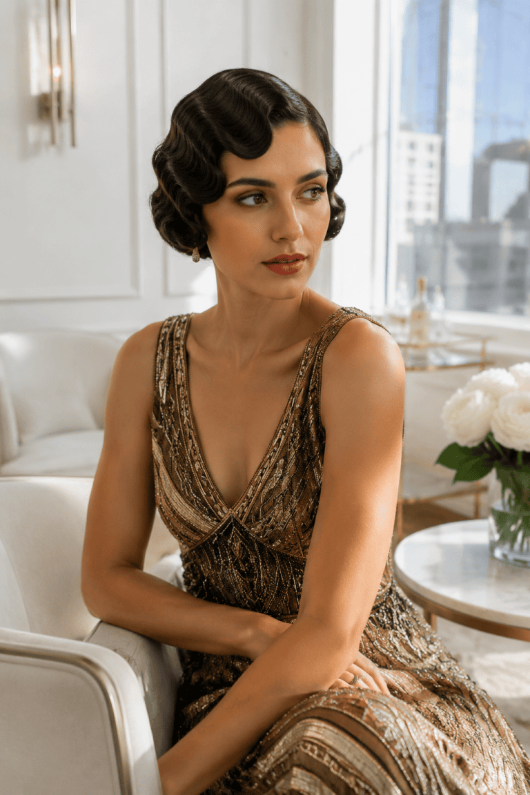 Vintage Finger Waves on Short Hair