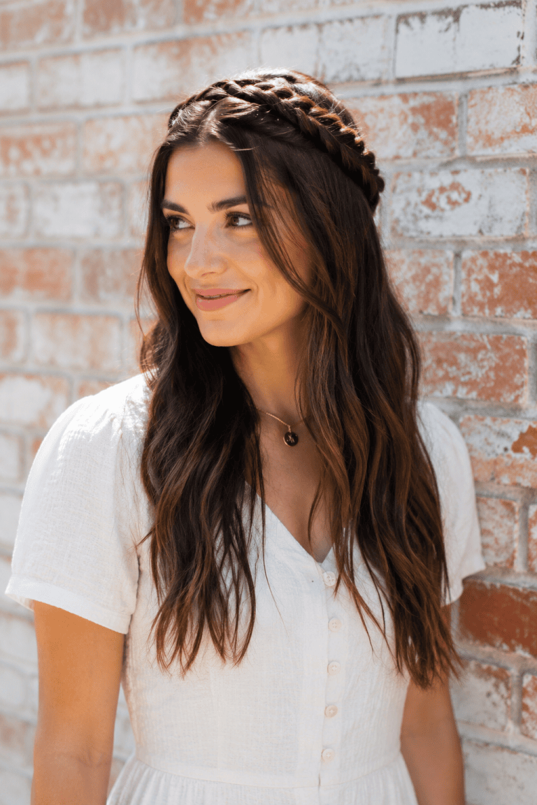 Half-Up Milkmaid Braid Across the Front