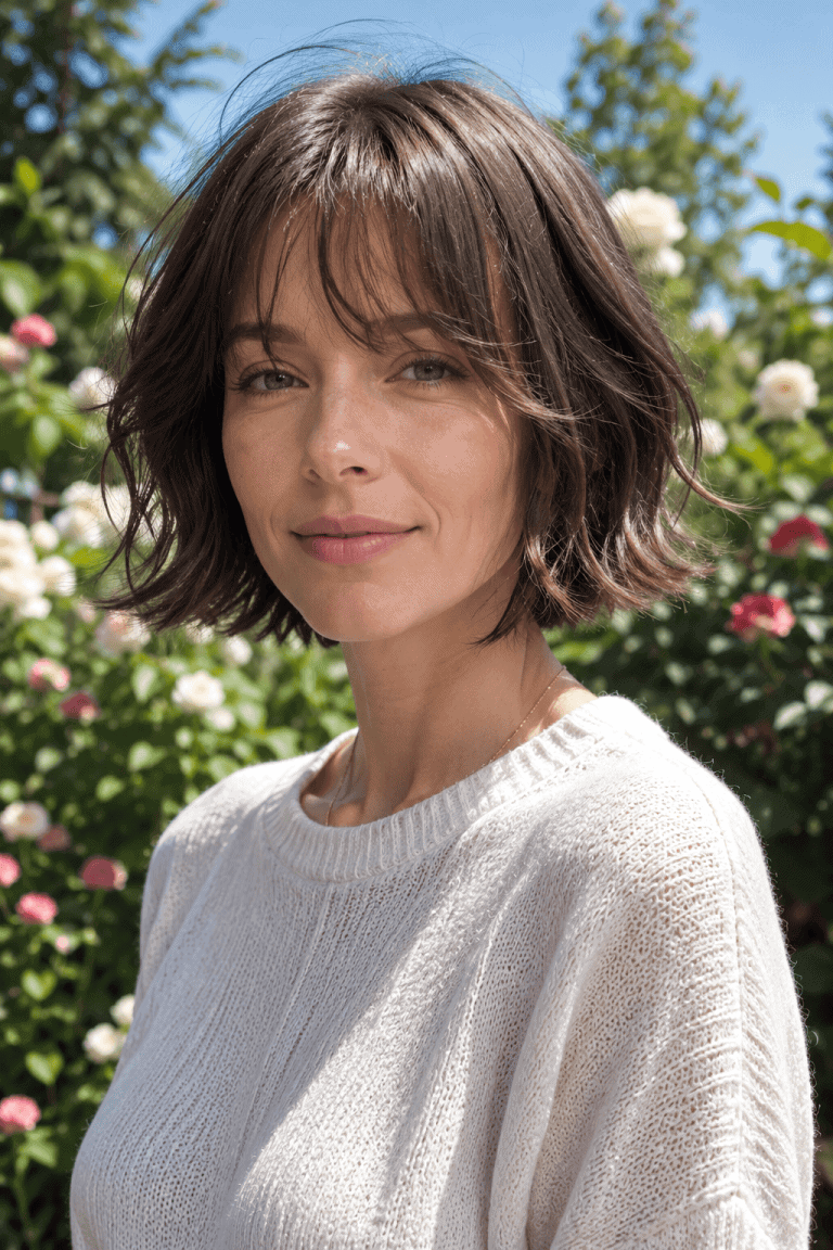 Fine Hair Shag with Bottleneck Bangs
