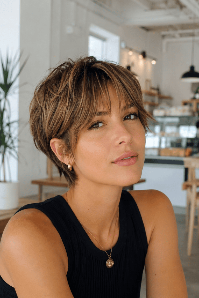 Long Pixie with Bottleneck Bangs