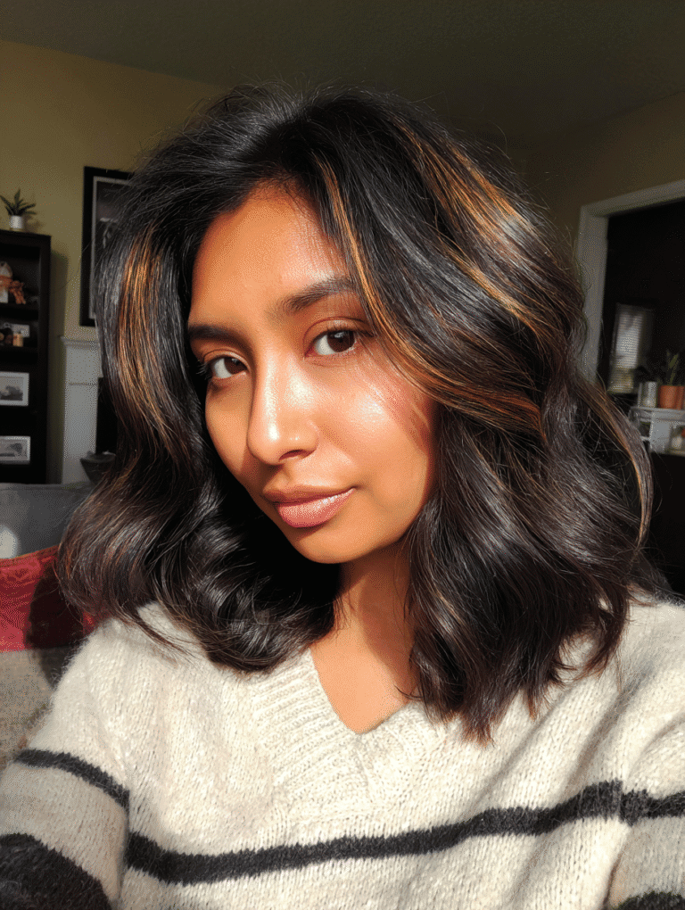 Black Hair with Brown Highlights