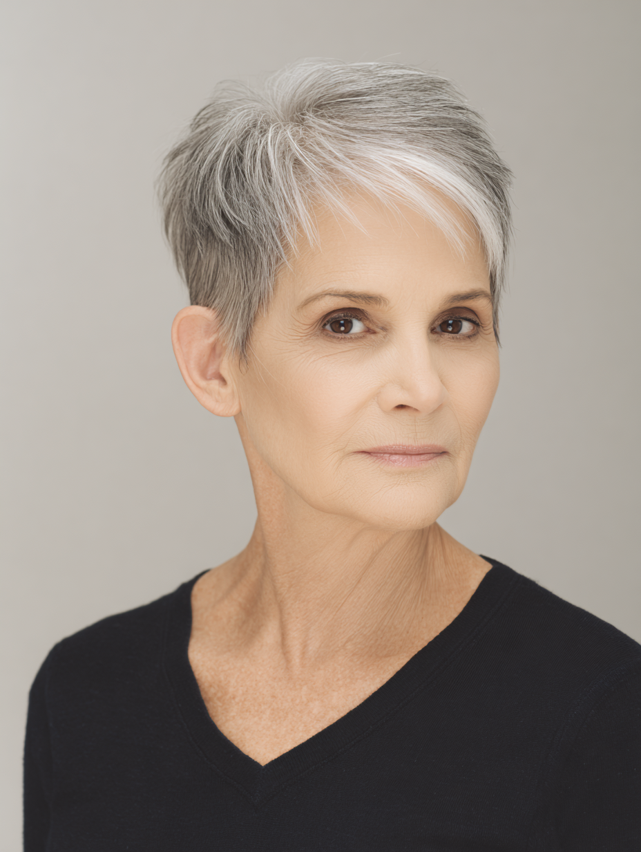 Layered crop haircut with gentle texture for fine hair