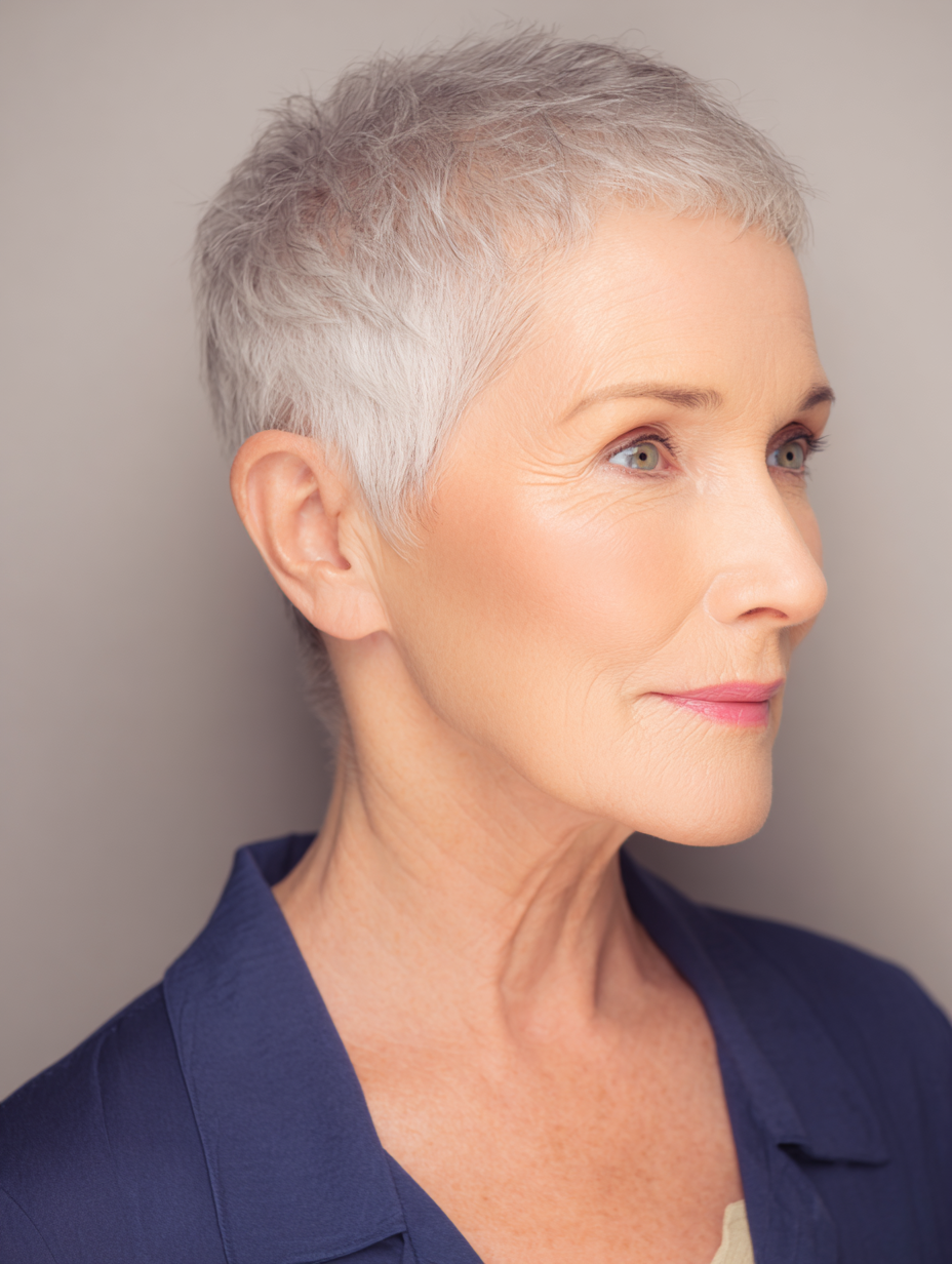 Low maintenance short crop hairstyle for fine hair