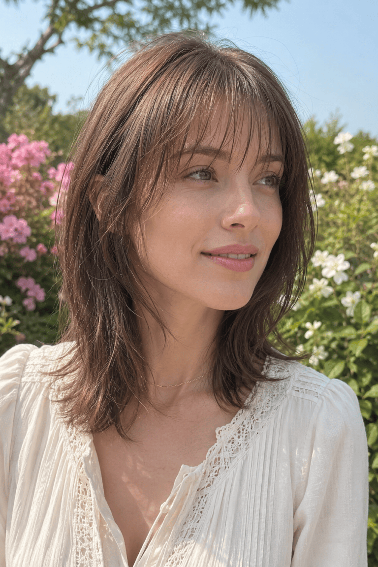 Medium Cut with Bottleneck Bangs