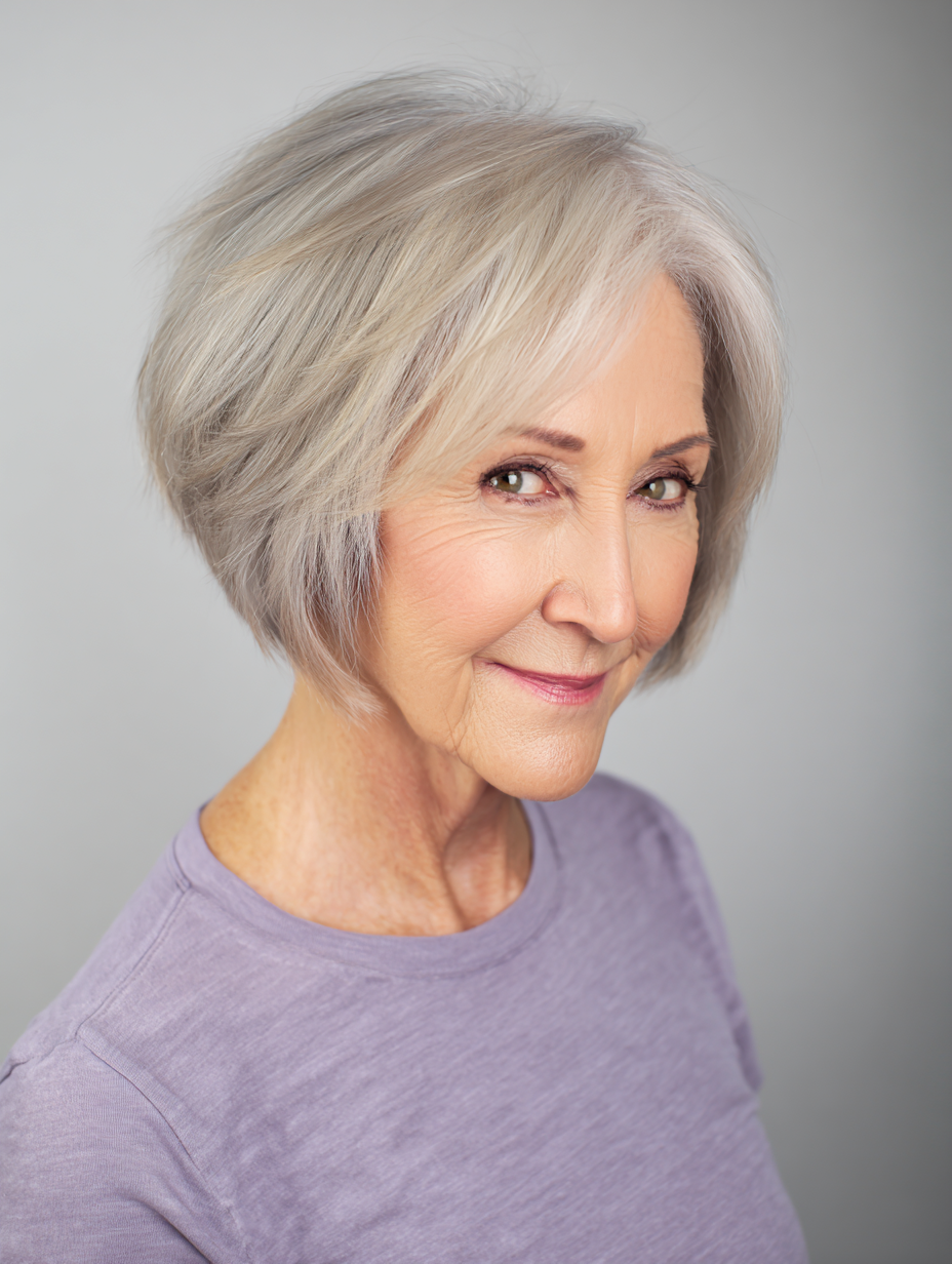 Short layered bob with light graduation for fine hair