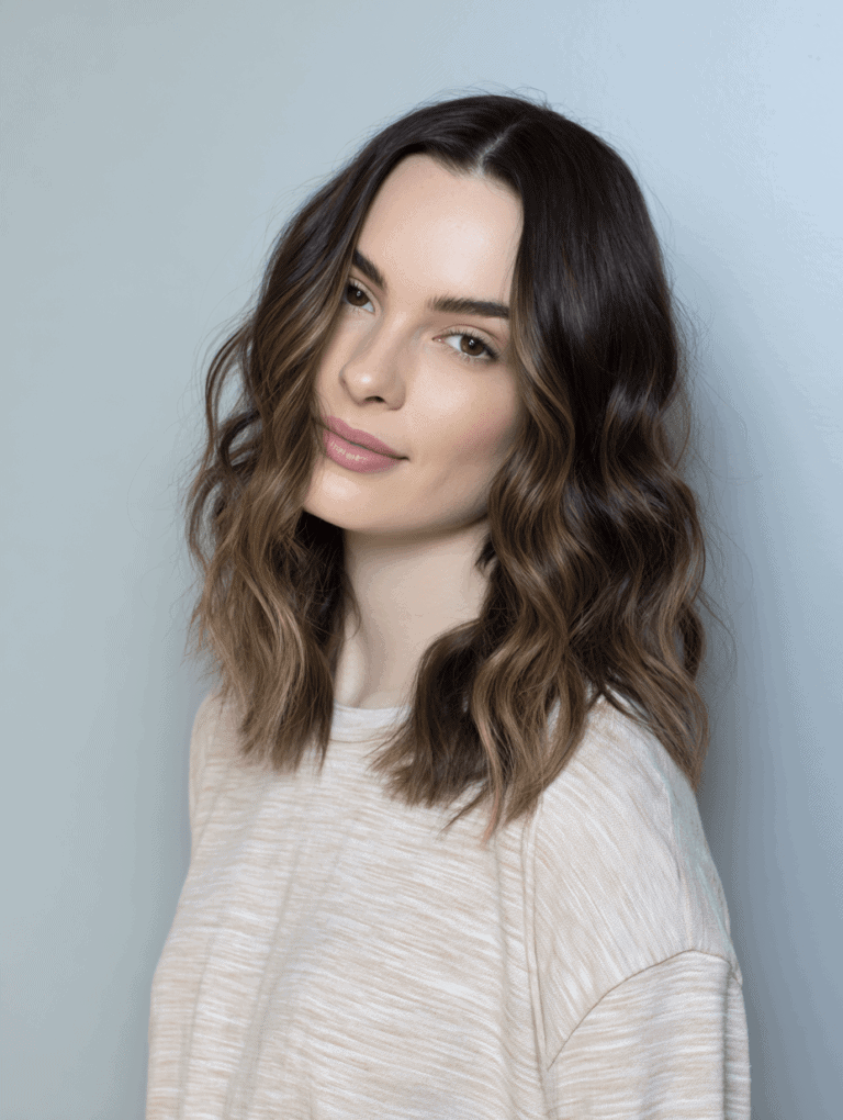 Shoulder-Length Waves with Middle Part
