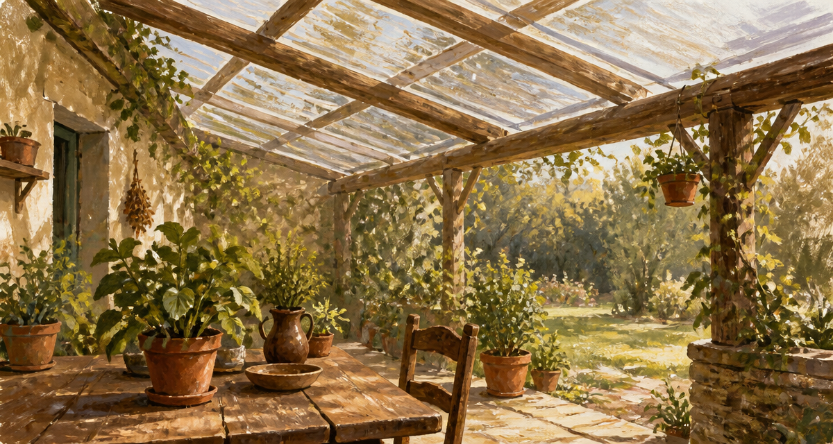 bache transparente sur terrasse en bois