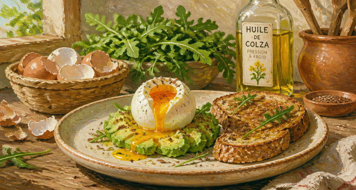 Omega 3 dans les oeufs sur pain complet et avocat