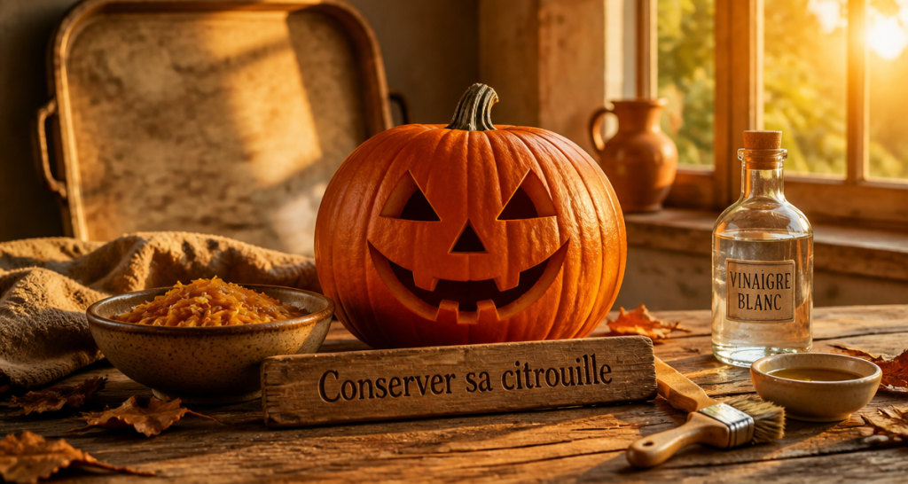 conserver citrouille halloween sur table