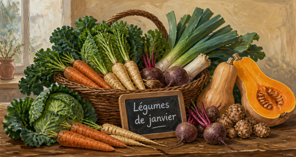 légumes de saison janvier sur table