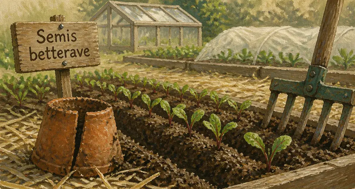 Quand planter betterave : semis en terre à 10°C, jeunes plantules en potager