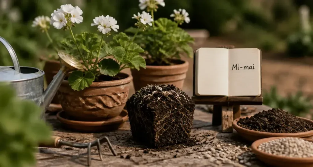 Quand planter geranium : mi-mai, géraniums en pot argileux