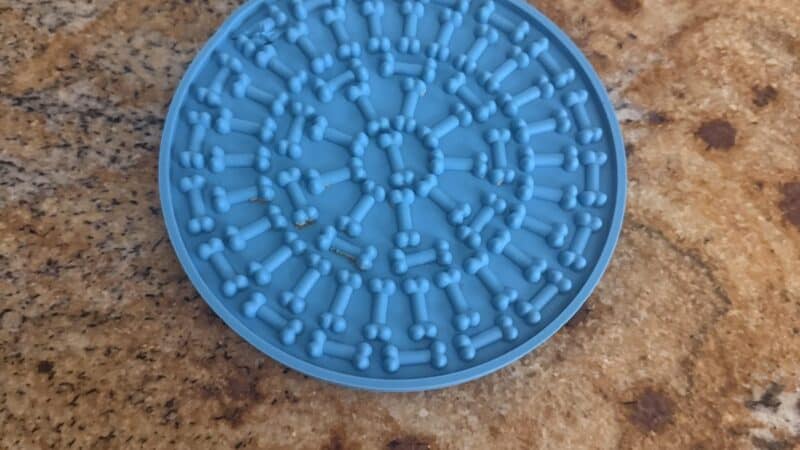 a lick mat on the countertop