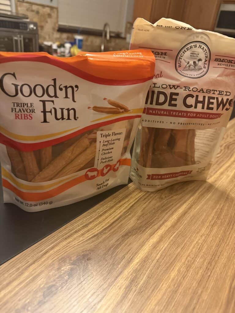 chews for dogs on countertop