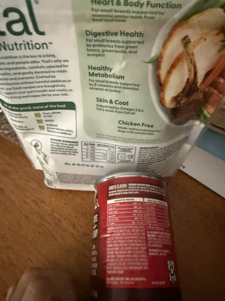 nutritional facts on countertop