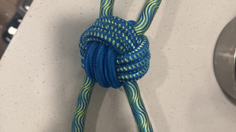 a rope toy on a countertop