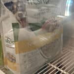 a bag of fresh dog food stored in home fridge