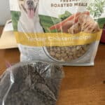 kibble and fresh food side by side for mixing