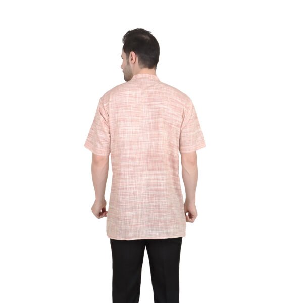 Men’s Khadi Cotton Short Kurta | PEACH | Half-Sleeve | Traditional & Casual Ethnic Wear - Image 4