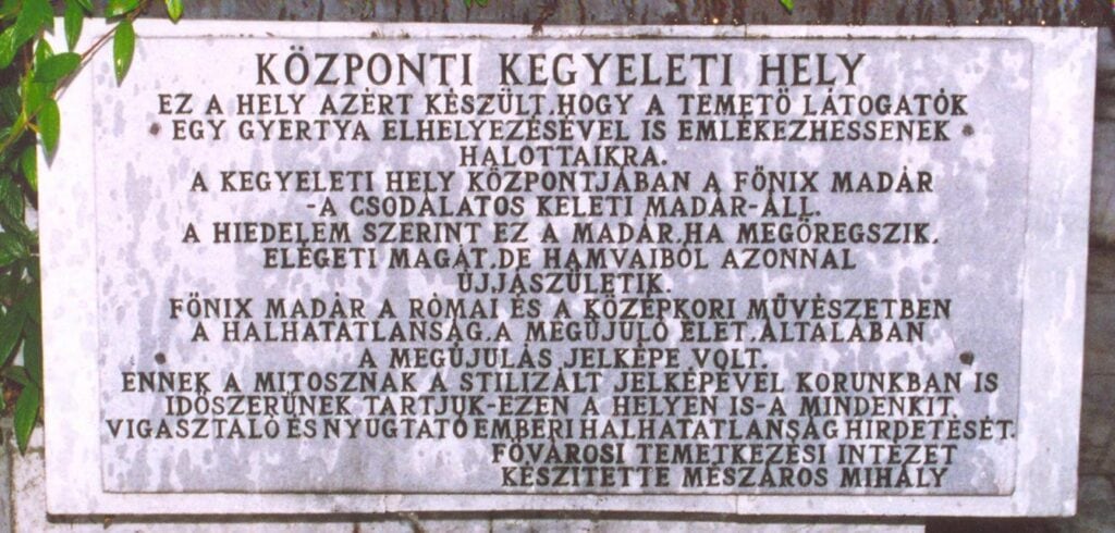Emléktáblák 165 Farkasréti temető