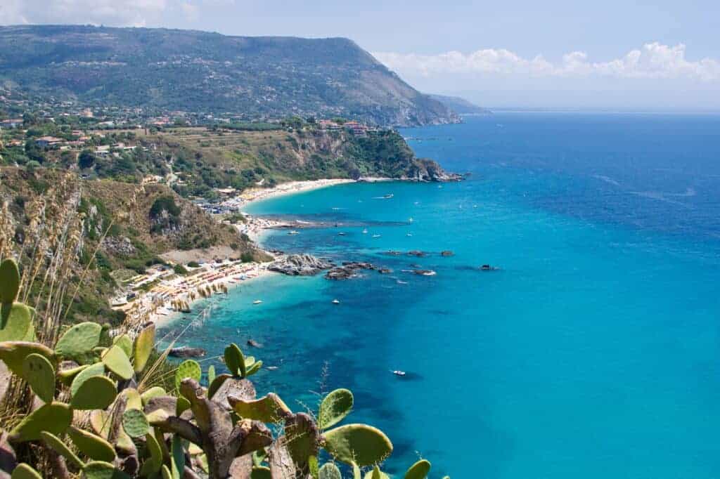 Aerial view of beaches and coastline from Capo Vaticano in Calabria