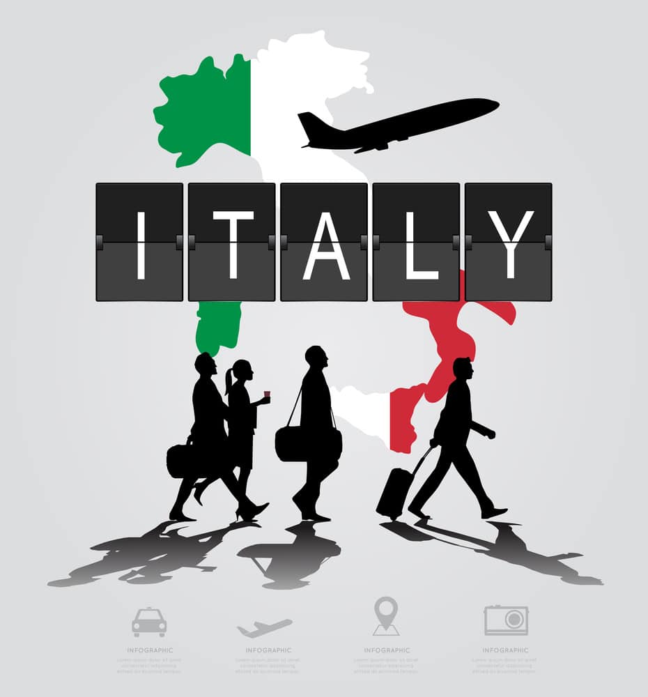 Infographic silhouette people in the airport for How to get to puglia, Italy.