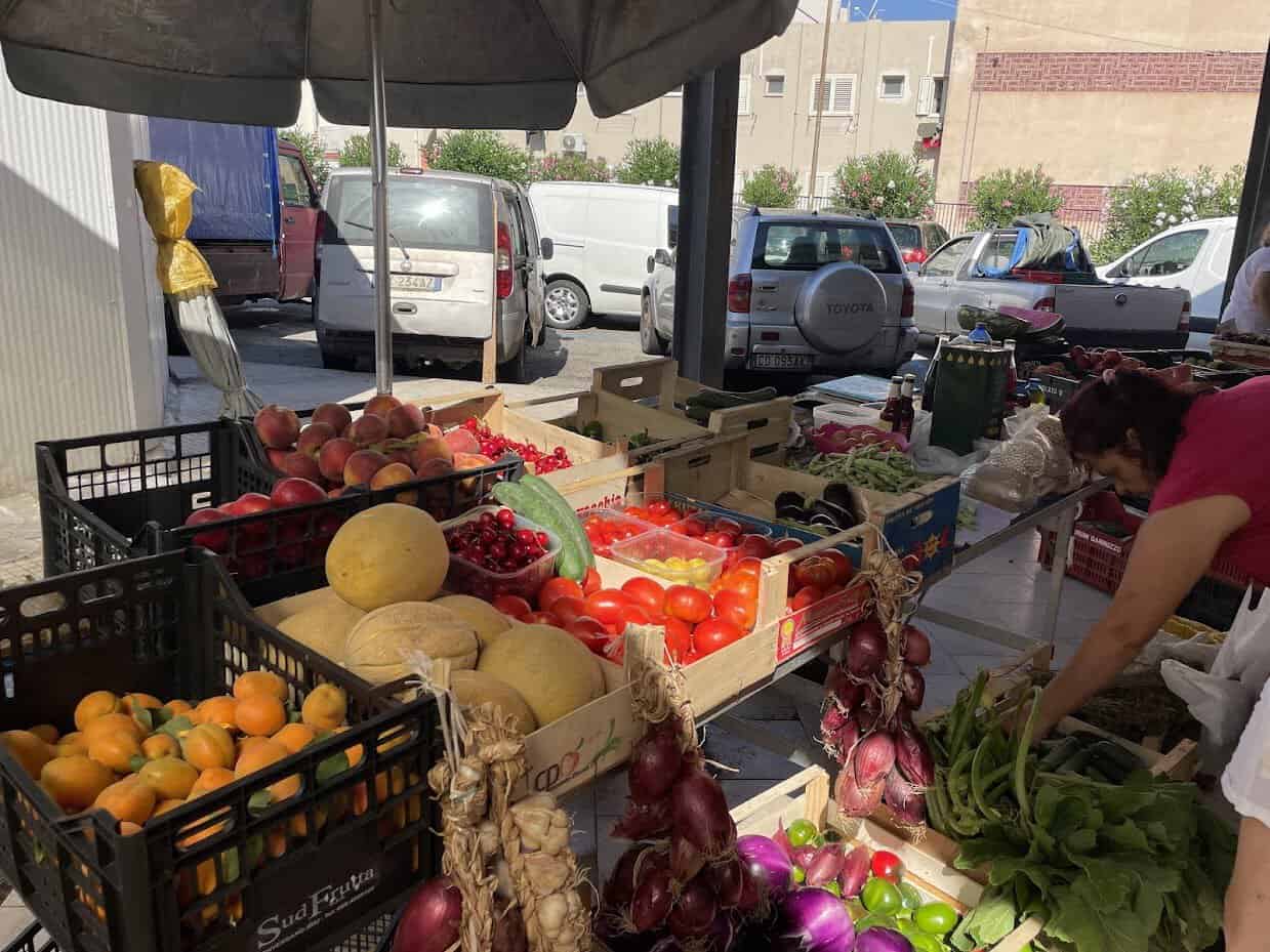 Colorful fruits and vegetables for sale