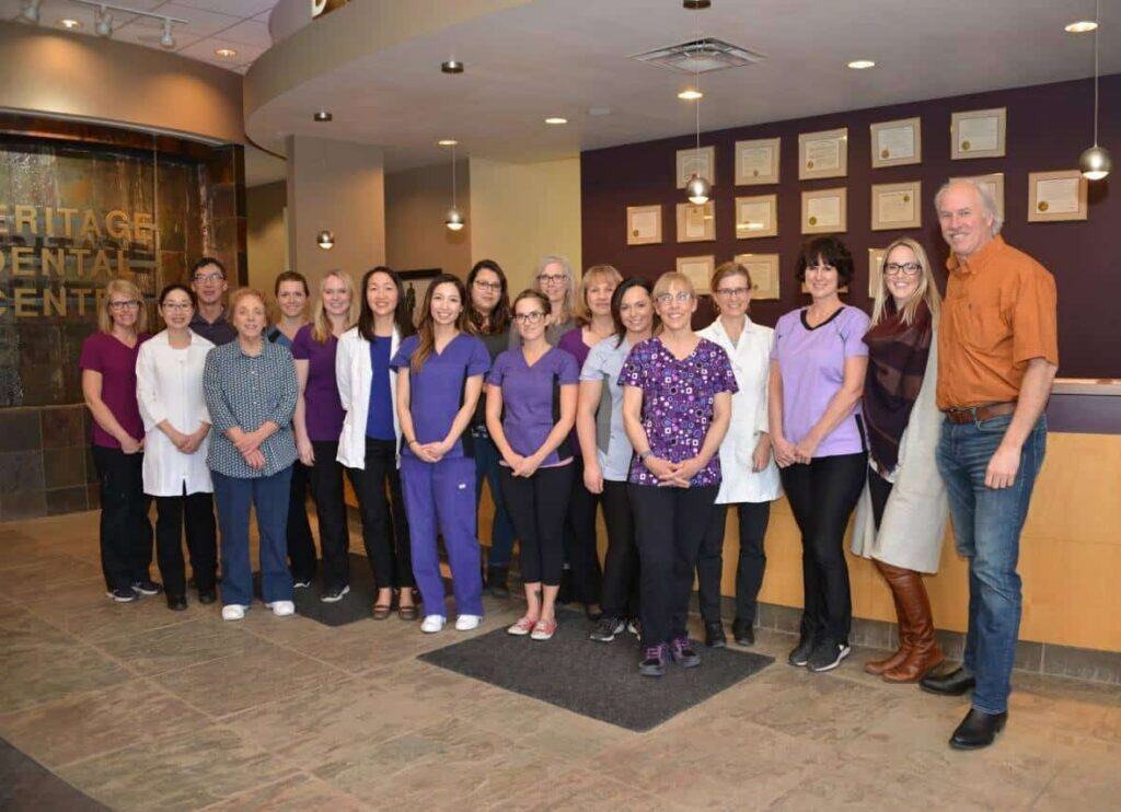 Friendly dental team at Heritage Dental Centre in Edmonton, ready to provide comprehensive dental care.