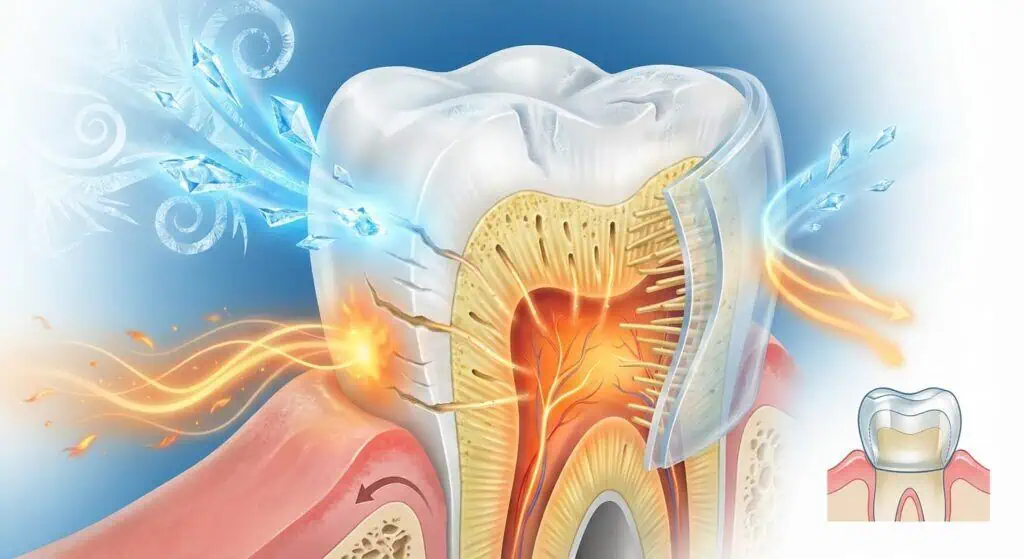 Close-up of tooth enamel protecting against bacteria and decay.