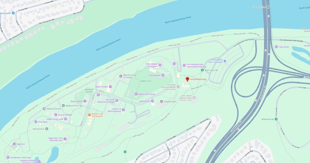 Historic riverfront park with trails.