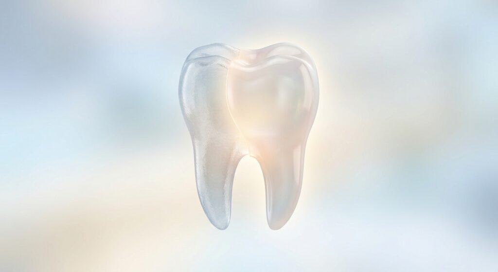Tooth with smooth enamel surface, highlighting dental health and oral hygiene.
