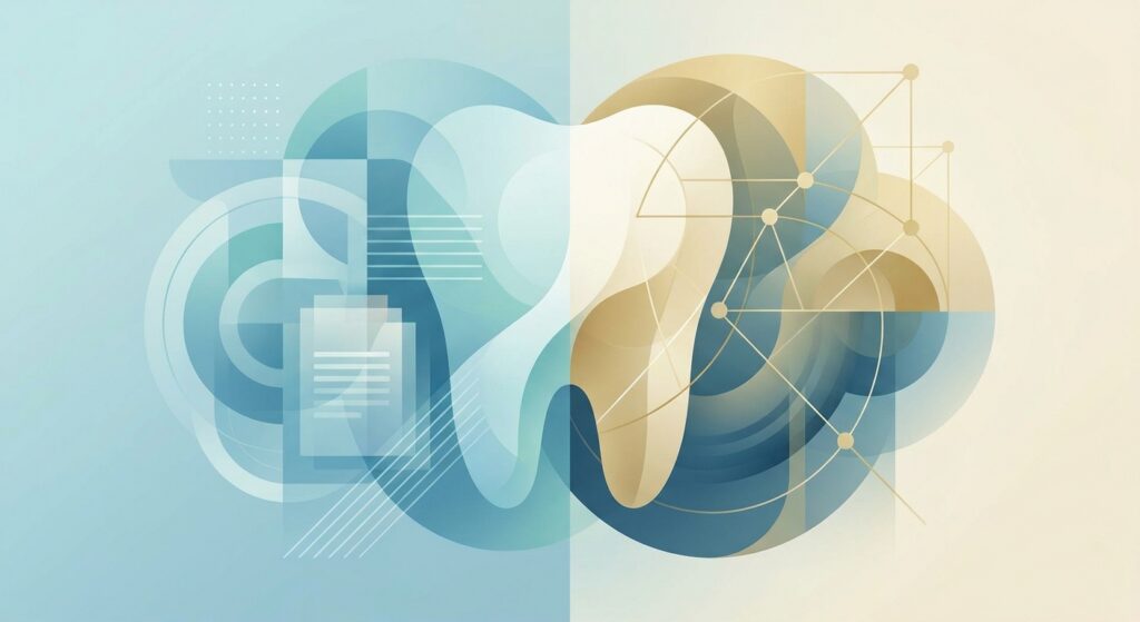 Modern dental tools and digital imaging for oral care.
